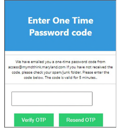 One Time Password code field with Verify OTP and Resend OTP