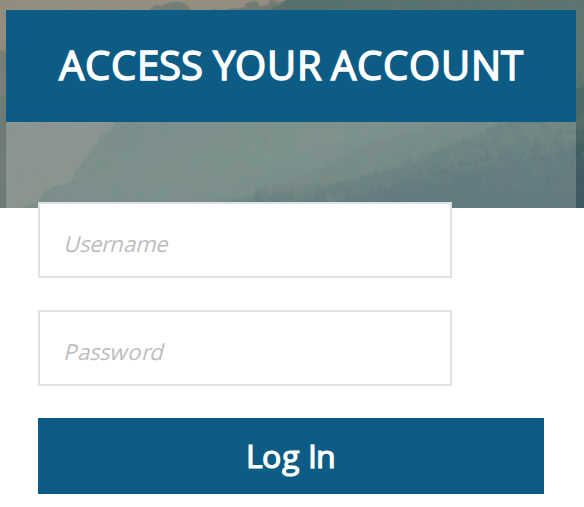 Access Your Account panel with Username, Password and Log In controls.