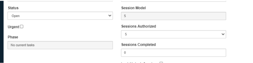UCMS Basic Information with Status, Session Model, Sessions Authorized and Sessions Completed fields.